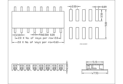 2.0 mm Female Header Single Row SMT Type Side Entry  FHDM06-XXSXXXX